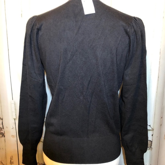 NWT! Ann Taylor Factory Black Balloon Sleeve V-Neck Cardigan - Size Small - Picture 4 of 5